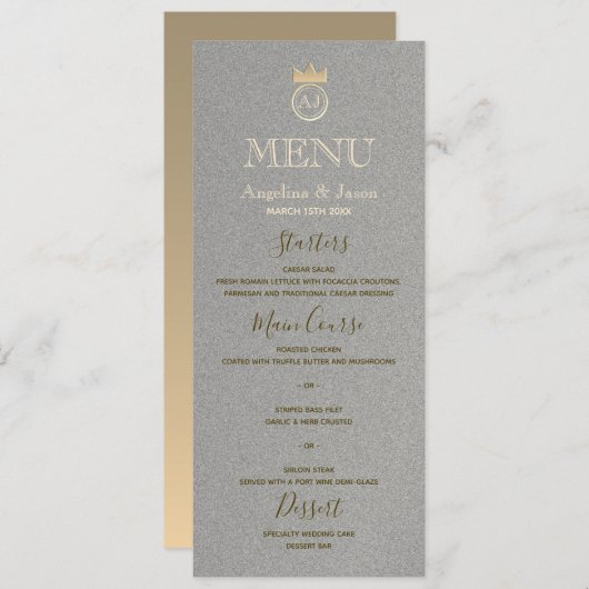 Menu Élégant Mariage d'argent (Devant / Derrière)