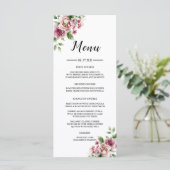 Menu Elégant Mariage de bouquet rose aquarelle (Debout devant)