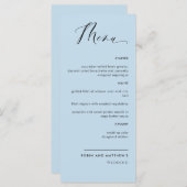 Menu Elégant Mariage de calligraphie bleu Dusty / Récep (Devant / Derrière)