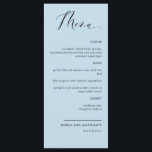 Menu Elégant Mariage de calligraphie bleu Dusty / Récep<br><div class="desc">Elégante mariage bleue poussiéreuse ou dîner à la réception Carte menu. Contemporain, simple et élégant design avec belle calligraphie manuscrite moderne. Couleur arrière - plan avant et arrière dans des tons bleus poussiéreux. Possibilité de changer la couleur de l'arrière - plan avant et/ou de l'arrière en sélectionnant "customiser plus loin"....</div>
