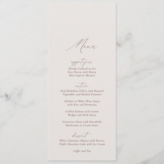 Menu Élégant Mariage de calligraphie ivoirienne moderne (Devant)