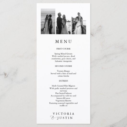 Menu Élégant Mariage de collection photo moderne (Devant)