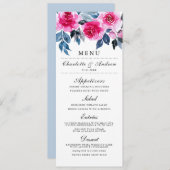 Menu Elégant Mariage de couleur rose (Devant / Derrière)