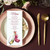 Menu Élégant Mariage de danse du vin rouge et blanc