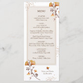 Menu Elégant Mariage de feuille d'automne doré (Devant)