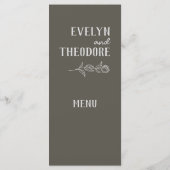 Menu Élégant Mariage de Fleur d'Art Neutre Line (Dos)