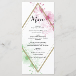 Menu Elégant Mariage de fleurs d'aquarelle