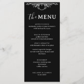 Menu Élégant Mariage de goth noir et blanc (Devant)
