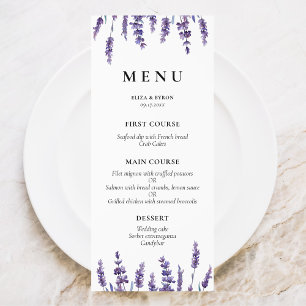 Menu Élégant mariage de lavande fleurie