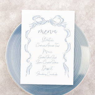 Menu Élégant Mariage de mâchoire bleu Dusty