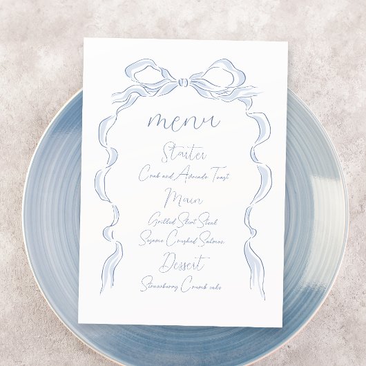 Menu Élégant Mariage de mâchoire bleu Dusty