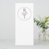 Menu Élégant Mariage de monogramme de charbon blanc mod (Debout devant)