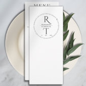 Menu Élégant Mariage de monogramme de charbon blanc mod