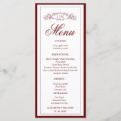 Menu Élégant mariage de monogramme de la crête botaniqu (Devant)