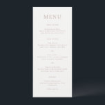 Menu Élégant Mariage de Monogramme Neutre Terre<br><div class="desc">Un menu de mariage élégant avec un design classique avec votre monogramme dans une police de script et votre menu dans une police de serif traditionnelle.</div>