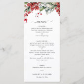 Menu Élégant Mariage de Noël Floral d'hiver (Devant)