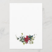 Menu Élégant Mariage de Noël Rouge Poinsettia (Dos)