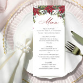 Menu Élégant Mariage de Noël Rouge Poinsettia
