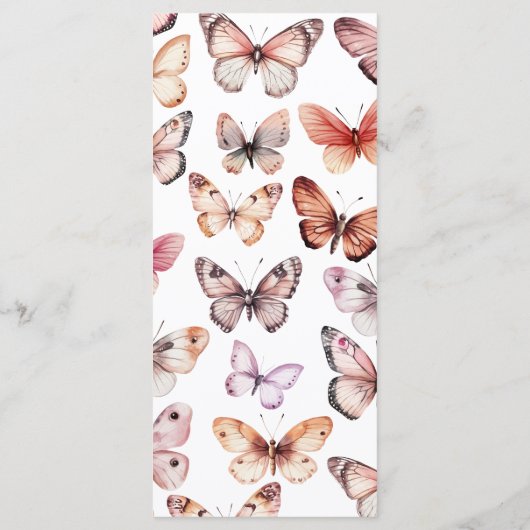 Menu Élégant Mariage de papillons Fête CUSTOM (Dos)