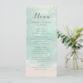 Menu Élégant mariage de plage océanique pétillant abstr (Debout devant)