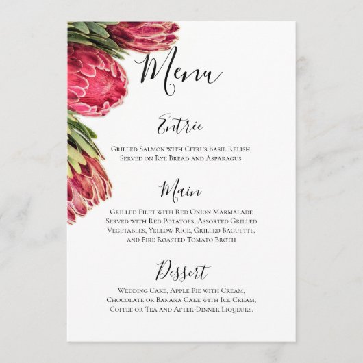 Menu Élégant Mariage de protéines rose et verte tropica (Devant)