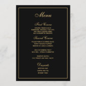Menu Élégant Mariage de script Black Gold (Devant)