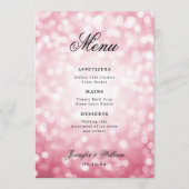 Menu Élégant Mariage de script Blush Rose Bokeh lumière (Devant)