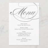 Menu Élégant Mariage de script de calligraphie gris (Devant)