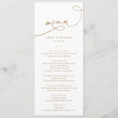 Menu Élégant Mariage de script de calligraphie or (Devant)