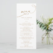 Menu Élégant Mariage de script de calligraphie or (Debout devant)