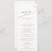 Menu Élégant Mariage de script de calligraphie or (Devant / Derrière)