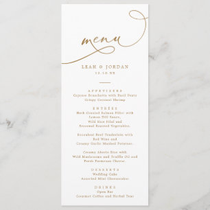 Menu Élégant Mariage de script de calligraphie or