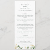 Menu Élégant Mariage de script Eucalyptus (Devant)