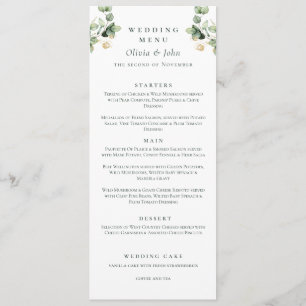 Menu Élégant Mariage de script Eucalyptus