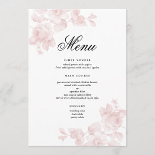 Menu Élégant Mariage de script floral