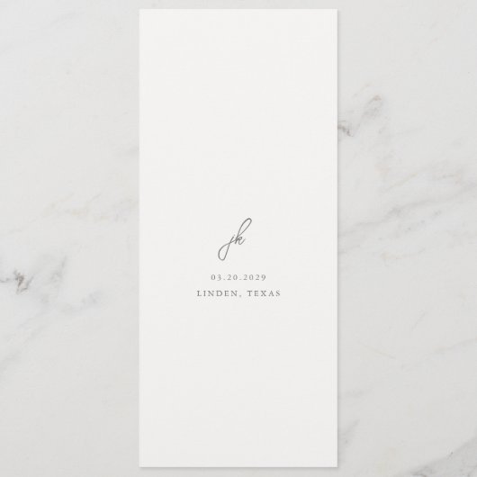 Menu Élégant Mariage de script gris (Dos)