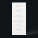 Menu Élégant Mariage de script gris<br><div class="desc">Un menu de mariage élégant avec un design classique avec votre monogramme dans une police de script et votre menu dans une police de serif traditionnelle.</div>