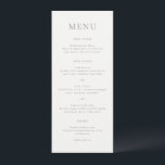 Menu Élégant Mariage de script gris<br><div class="desc">Un menu de mariage élégant avec un design classique avec votre monogramme dans une police de script et votre menu dans une police de serif traditionnelle.</div>