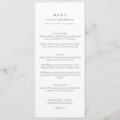 Menu Élégant Mariage de script noir et blanc (Devant)