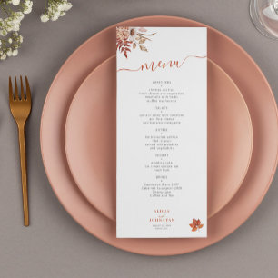 Menu Élégant mariage de terre cuite fleurie automne