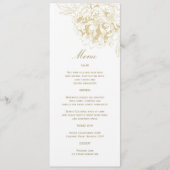 Menu Elégant Mariage de tourbe Florale Champagne Gold (Devant)