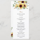 Menu Élégant Mariage de tournesol rustique (Devant / Derrière)