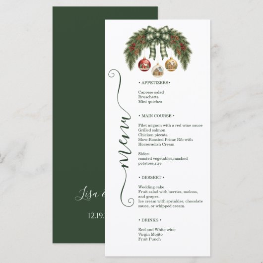 Menu Élégant Mariage de Vacances Rustique (Devant / Derrière)