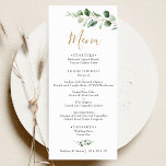 Menu Elégant Mariage de verdure Eucalyptus<br><div class="desc">Conçu pour correspondre à notre collection Moody Greenery mariage,  ce menu personnalisable comprend un feuillage vert sauge à l'aquarelle d'eucalyptus accentué d'un cadre géométrique doré sur le dos. Pour effectuer des modifications avancées,  accédez à l'option "Cliquez pour customiser plus loin" sous Personnaliser ce modèle.</div>