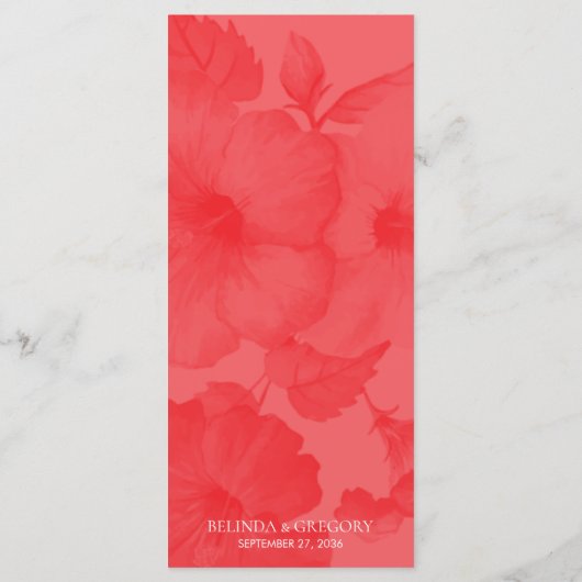 Menu Elégant Mariage d'hibiscus aquarelle (Dos)