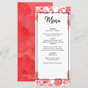 Menu Elégant Mariage d'hibiscus aquarelle