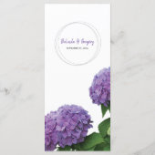 Menu Élégant Mariage d'Hydrangée violette (Dos)