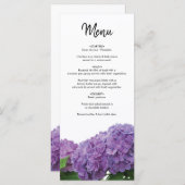 Menu Élégant Mariage d'Hydrangée violette (Devant / Derrière)