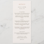 Menu Élégant Mariage Double Face Écriture Cuivre Ivoire (Devant)