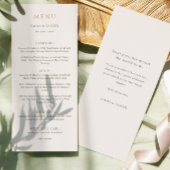 Menu Élégant Mariage Double Face Écriture Cuivre Ivoire